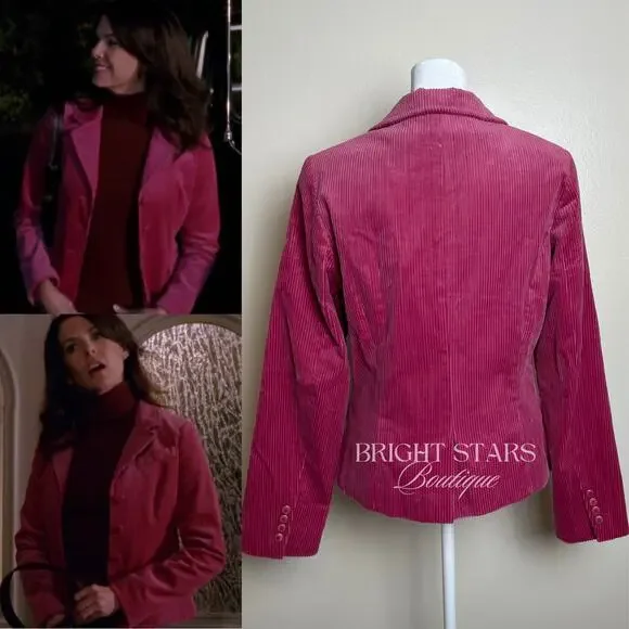 Rare Pink Corduroy Blazer Jacket ASO Lorelai Gilmore Girls Bright Colorful